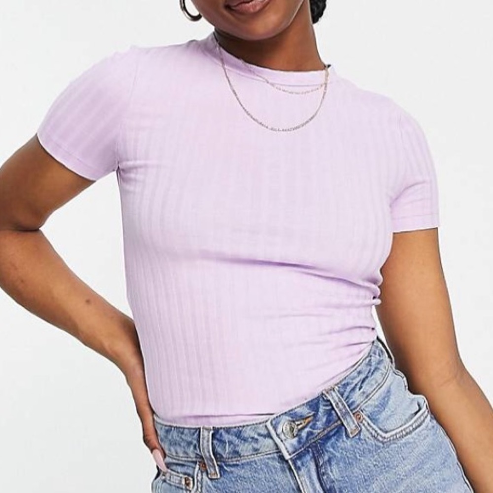 NEW ASOS Design Lavender Ribbed Tee